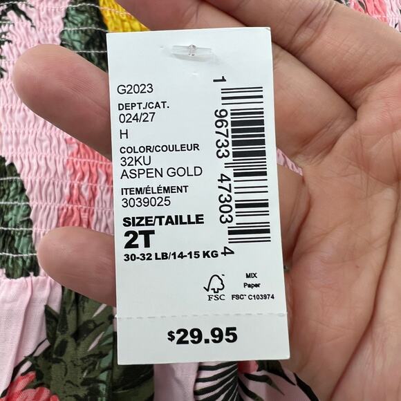 NWT The Children’s Place 2T Pink Aspen Gold Floral Dress Hawaiian Pineapple - Picture 7 of 8